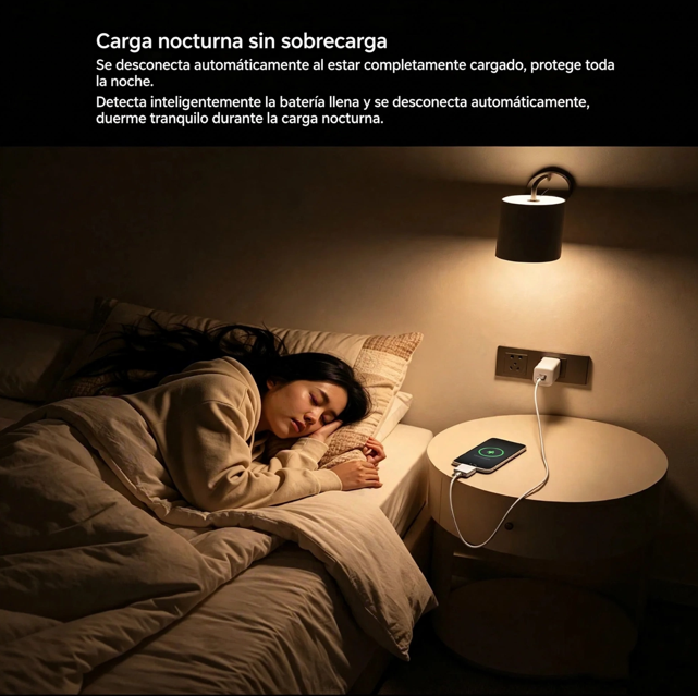 Adaptador Inteligente Type-C con Desconexión Automática al 100% - Protección Contra Sobrecarga - Carga Rápida PD 140W - Corte Automático